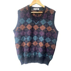 VTG Moffat Woollens Mens Sweater Vest 100% Wool Argyle Grandpa Preppy Academia